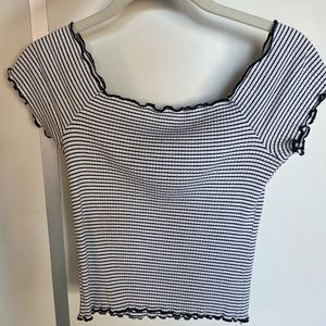 Striped Shoulder Crop Top